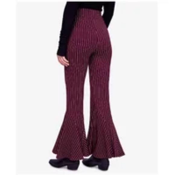 FREE PEOPLE Mari Ponte Knit Flare Casual Trouser Pants Winterberry Size 10 NWT - Picture 15 of 16